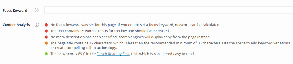 Yoast Flesch Reading Score