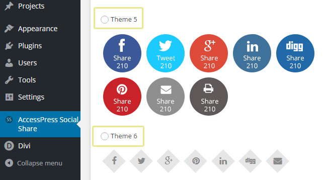 AccessPress social share layout