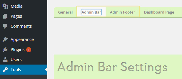 AG Custom Admin admin bar