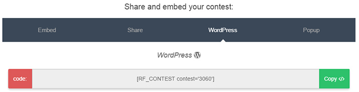 contest plugin shortcodes