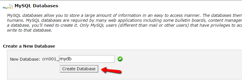 create a new MySQL database