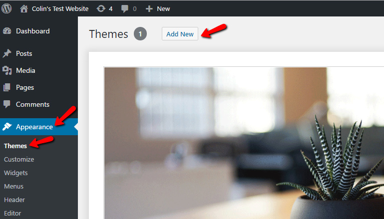 WordPress theme installer: Add new theme