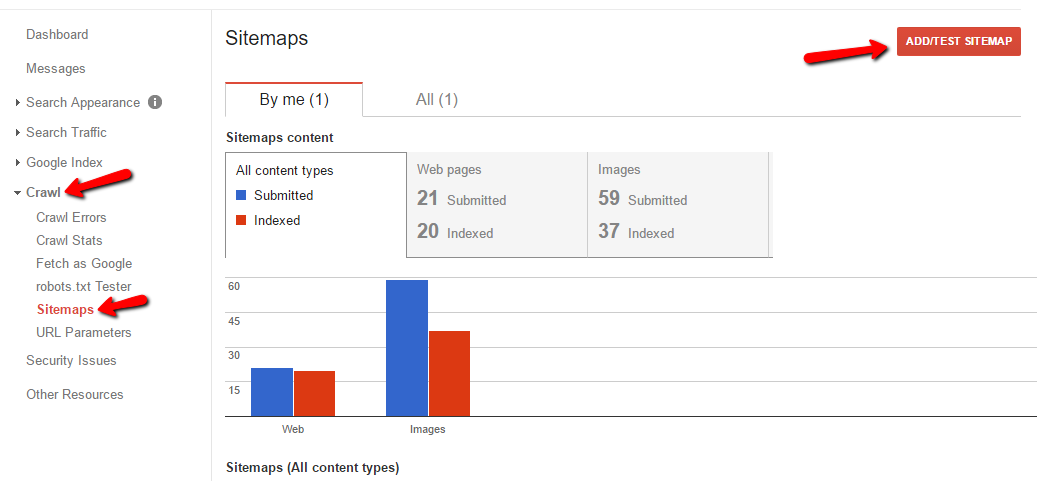 Add a sitemap to Google Search Console