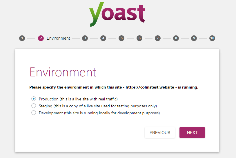 Preview of SEO setup wizard
